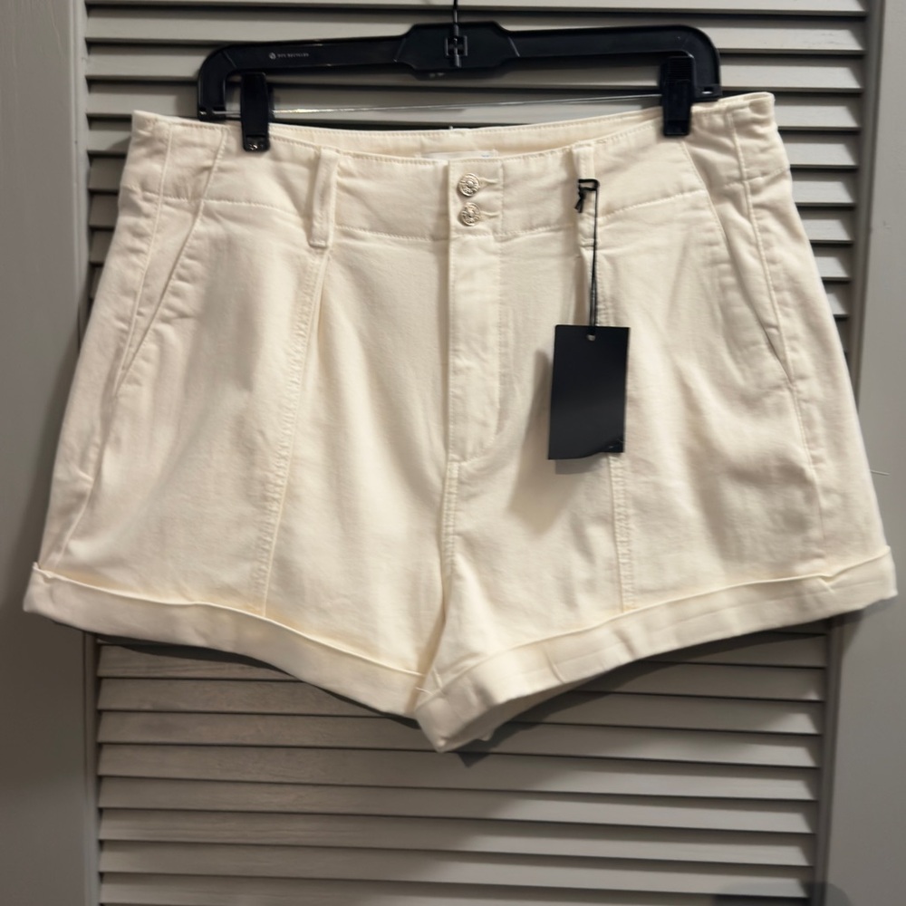 PAIGE Brooklyn High Rise Cuffed Shorts Ivory Quartz Sand Size 31 NWT - Picture 4 of 7